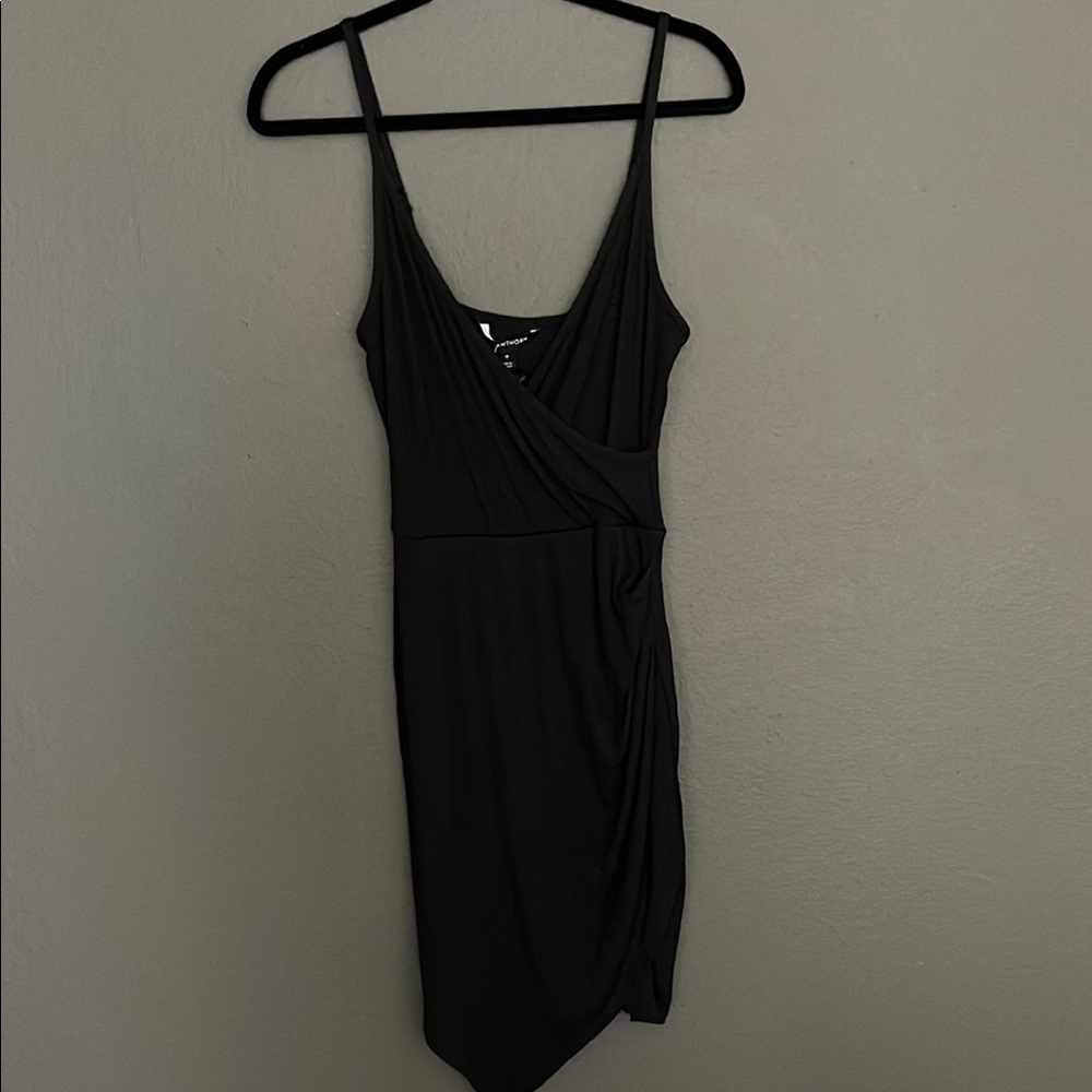 41 Hawthorn Black Ruched Asymmetrical Bodycon Dress